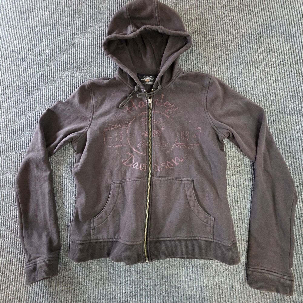 Harley-Davidson Hoodie Sweatshirt Womens M Gray Full Zip